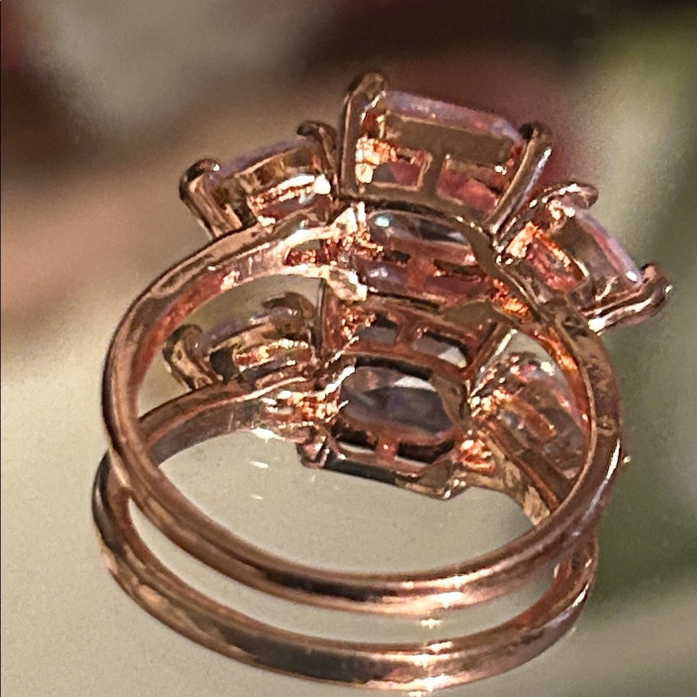 Rose Gold Plate Rhinestone Ring - Picture 9 of 12